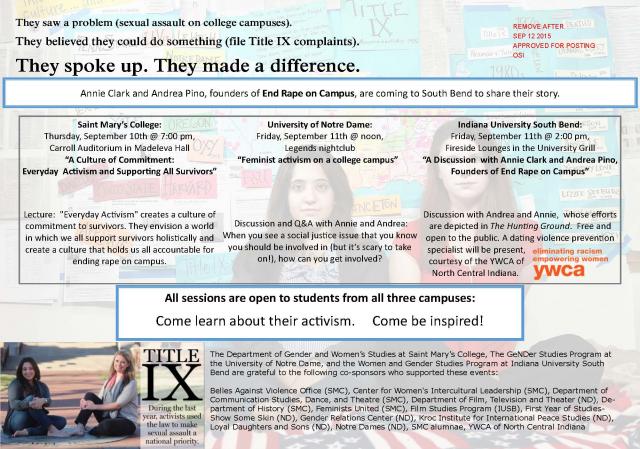 Flyer about speakers from The Hunting Ground